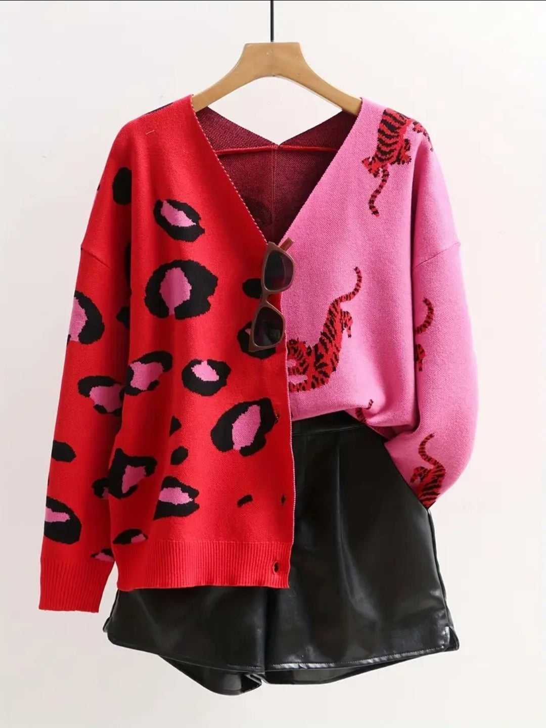 Pink & Orange-Red Cardigan