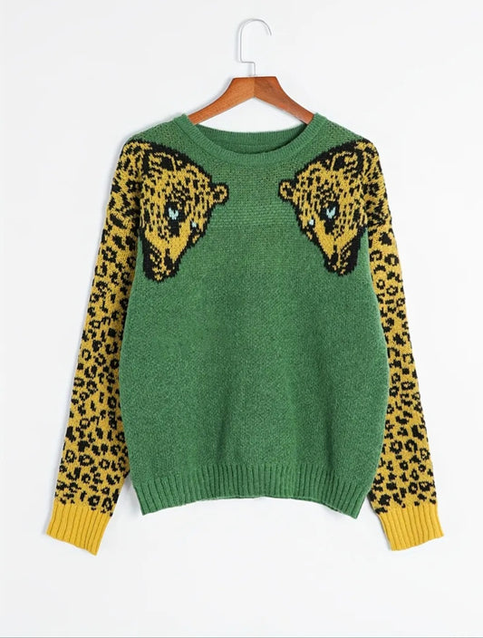 Leopard green sweater