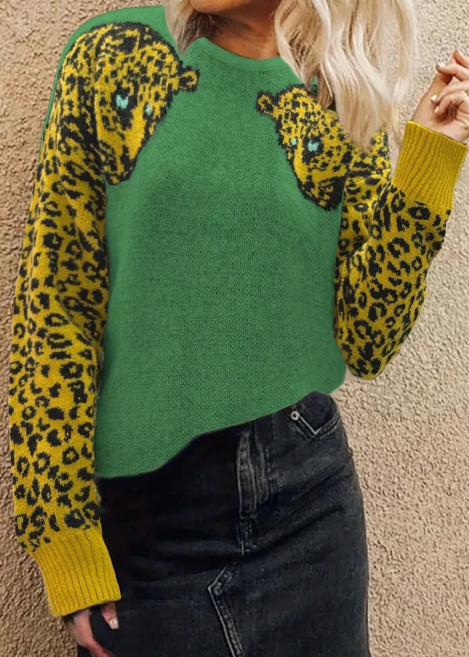 Leopard green sweater